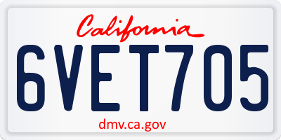 CA license plate 6VET705