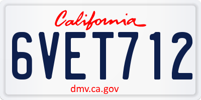 CA license plate 6VET712