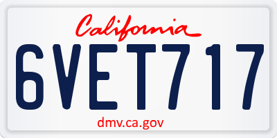 CA license plate 6VET717