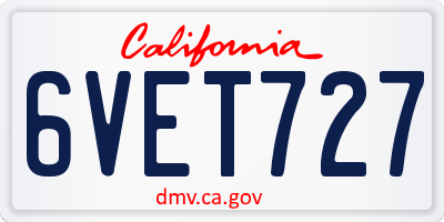 CA license plate 6VET727
