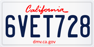 CA license plate 6VET728