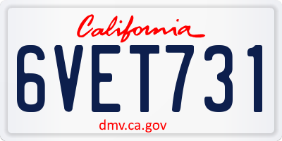 CA license plate 6VET731