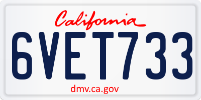 CA license plate 6VET733