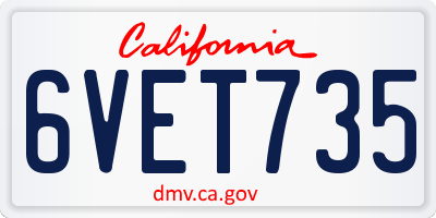 CA license plate 6VET735