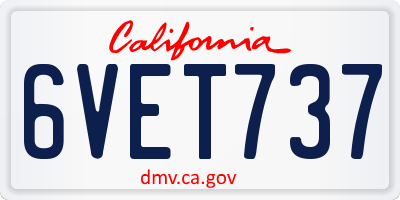 CA license plate 6VET737