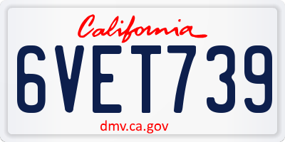 CA license plate 6VET739