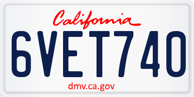 CA license plate 6VET740