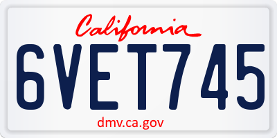CA license plate 6VET745