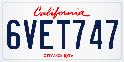 CA license plate 6VET747