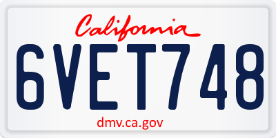 CA license plate 6VET748