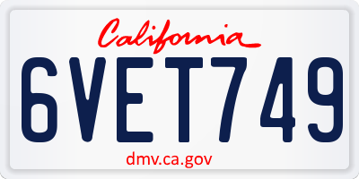 CA license plate 6VET749