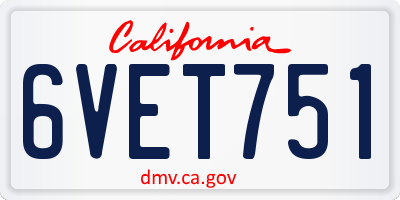 CA license plate 6VET751
