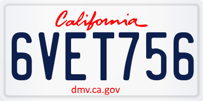 CA license plate 6VET756