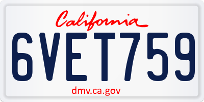 CA license plate 6VET759