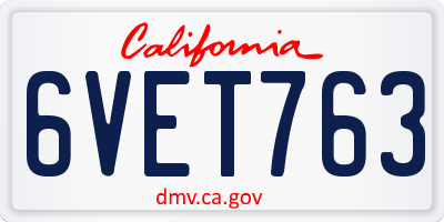 CA license plate 6VET763