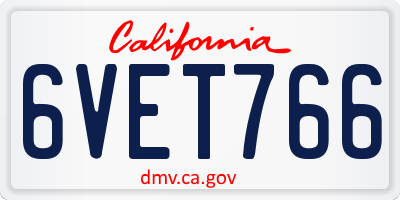 CA license plate 6VET766