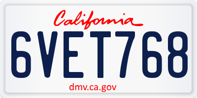 CA license plate 6VET768