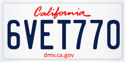 CA license plate 6VET770