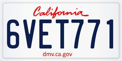 CA license plate 6VET771