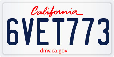 CA license plate 6VET773