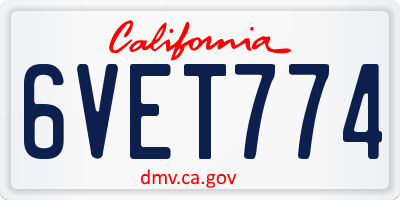 CA license plate 6VET774