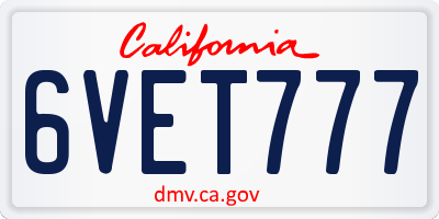 CA license plate 6VET777