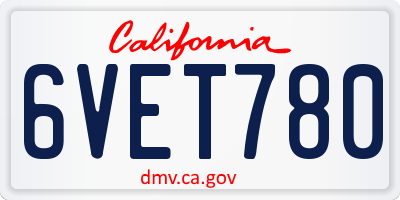 CA license plate 6VET780