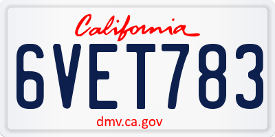 CA license plate 6VET783
