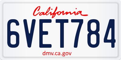 CA license plate 6VET784