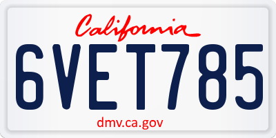 CA license plate 6VET785