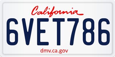 CA license plate 6VET786