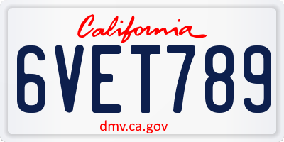 CA license plate 6VET789