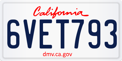 CA license plate 6VET793