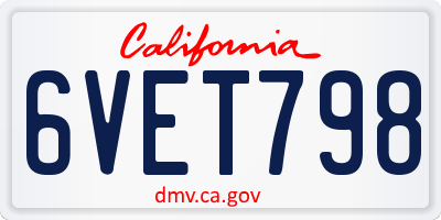 CA license plate 6VET798