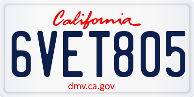 CA license plate 6VET805