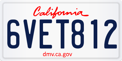 CA license plate 6VET812