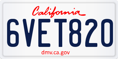 CA license plate 6VET820