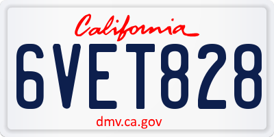 CA license plate 6VET828