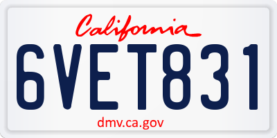 CA license plate 6VET831