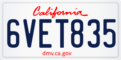 CA license plate 6VET835