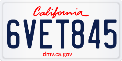 CA license plate 6VET845
