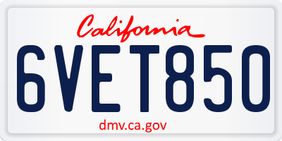 CA license plate 6VET850