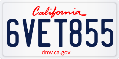 CA license plate 6VET855
