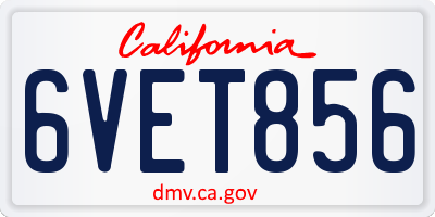 CA license plate 6VET856