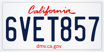 CA license plate 6VET857