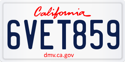 CA license plate 6VET859