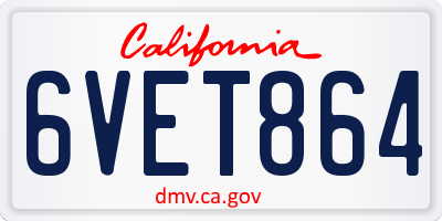 CA license plate 6VET864