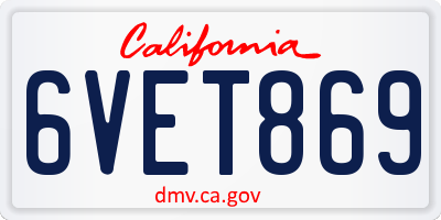 CA license plate 6VET869