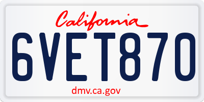 CA license plate 6VET870