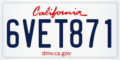 CA license plate 6VET871